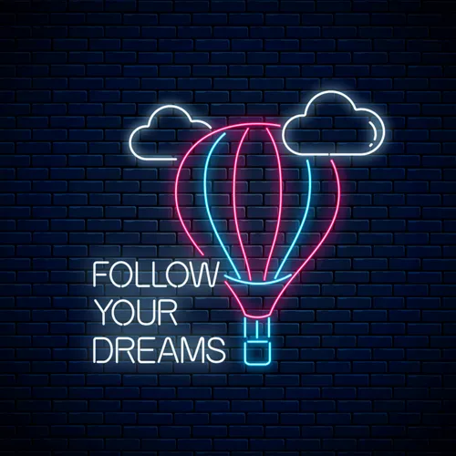 Follow Your Dreams With Hot Air Balloon Neon Sign - Custom Shot Glass Now