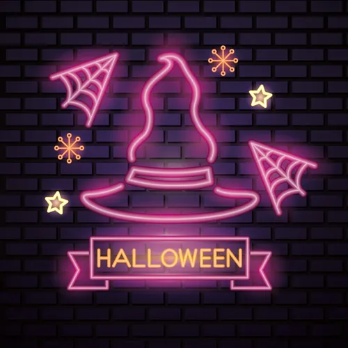Pink Witch Hat Halloween Neon Sign - Custom Shot Glass Now