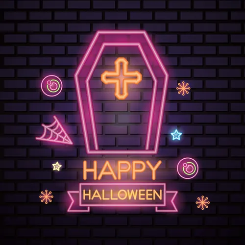 Pink Halloween Coffin Cross Neon Sign - Custom Shot Glass Now