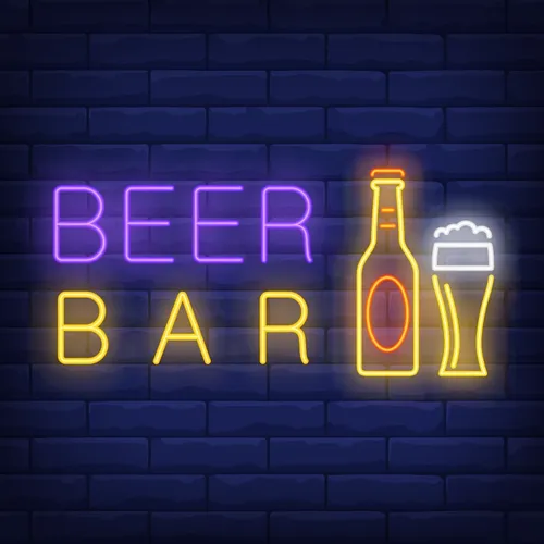 Beer & Bar with Bottle & Glass Neon - Custom Shot Glass Now