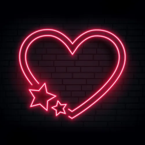 Red Love Heart Star Neon Sign - Custom Shot Glass Now