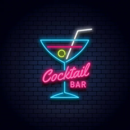 Cocktail Bar Glass & Zip Neon Sign - Custom Shot Glass Now
