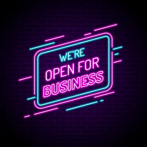 Open For Business Neon Sign - Custom Shot Glass Now