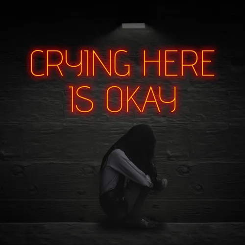 Crying Here Is Okay Neon Sign - Custom Shot Glass Now