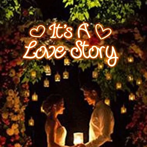 It's A Love Story Neon Sign - Custom Shot Glass Now