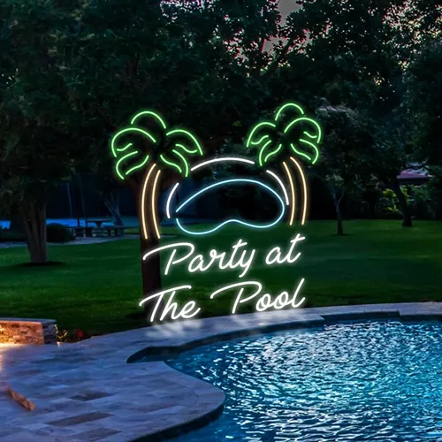 Party At The Pool Neon Sign - Custom Shot Glass Now