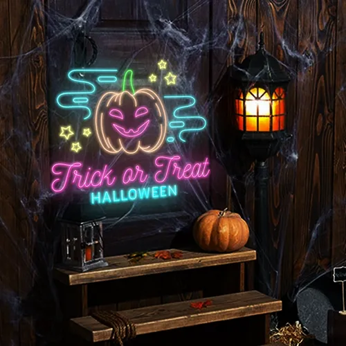Trick or Treat Halloween Neon Sign - Custom Shot Glass Now