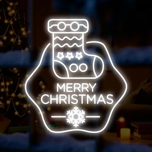 Merry Christmas Handmade Sock Neon Sign - Custom Shot Glass Now