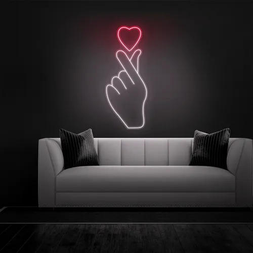 Finger Heart Neon Sign - Custom Shot Glass Now