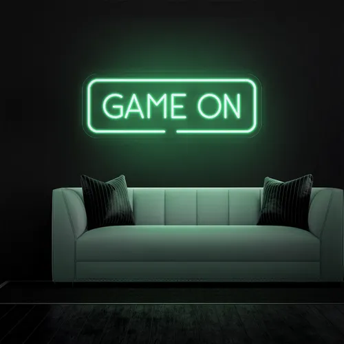 GAME ON Greeny Neon Sign - Custom Shot Glass Now