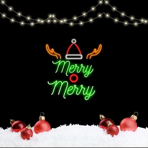 Merry Merry Deer Neon Sign - Custom Shot Glass Now