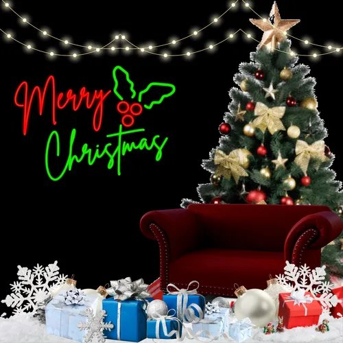 Sparkly Yuletide Neon Sign - Custom Shot Glass Now