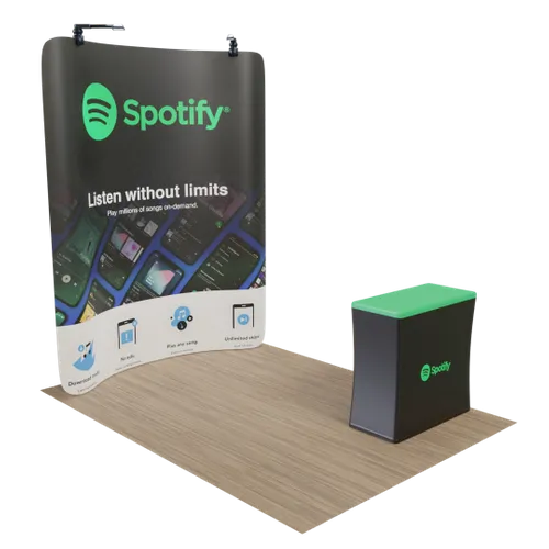 Custom Curved Zip Up Trade Show Display Backdrop Booth Stand 8' x 8' - Custom Shot Glass Now