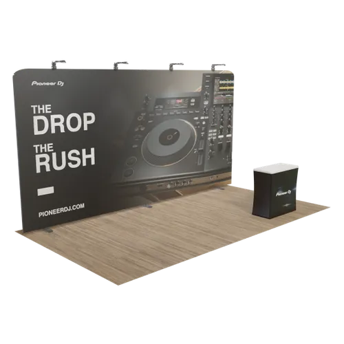 Custom Zip Up Trade Show Display 20' x 10' - Custom Shot Glass Now