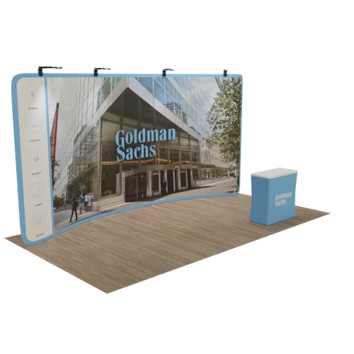 Custom Curved Zip Up Trade Show Display 20' x 8' - Custom Shot Glass Now