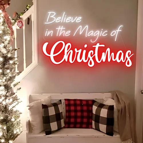 Believe in the Magic of Christmas Neon Sign - Custom Shot Glass Now