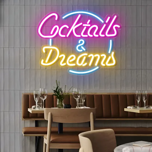 Cocktails and Dreams LED Neon Sign - Custom Shot Glass Now