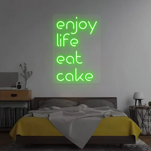 Enjoy Life Eat Cake Neon Sign - Custom Shot Glass Now
