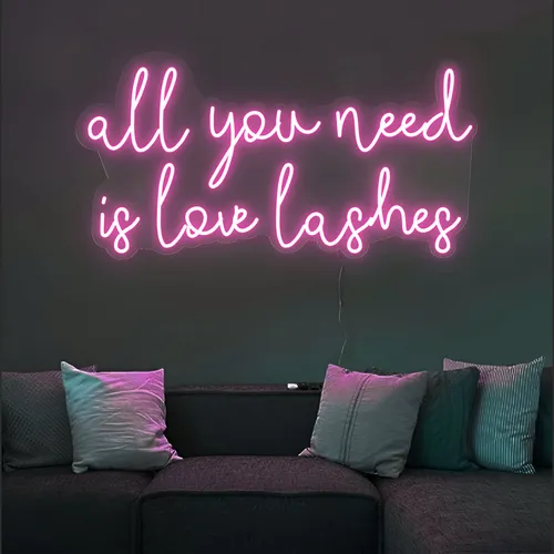 All You Need is Love Lashes Neon Sign - Custom Shot Glass Now