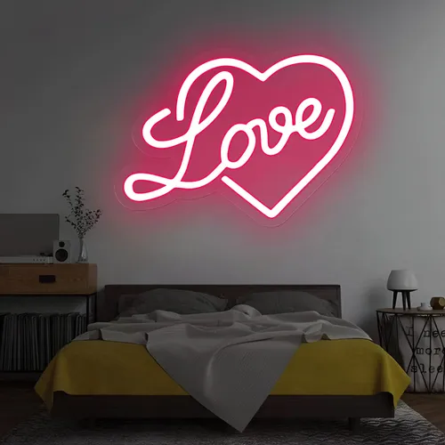 Heart Love Neon Sign - Custom Shot Glass Now