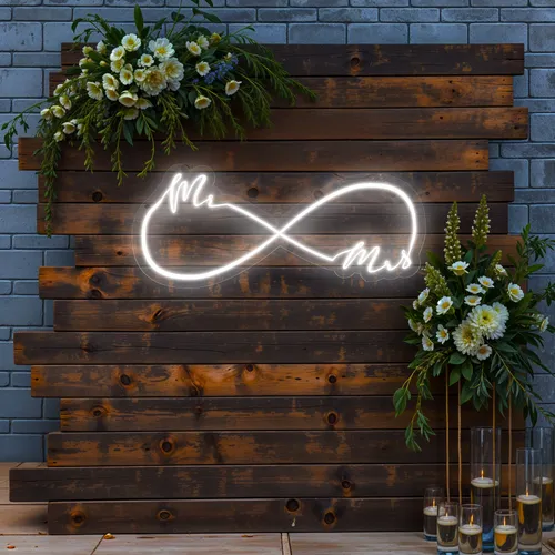 Mr and Mrs Infinity Wedding Neon Sign - Custom Shot Glass Now