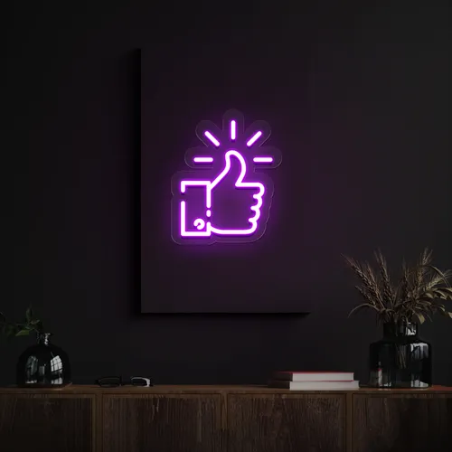 Purple Thumbs Up Neon Sign - Custom Shot Glass Now