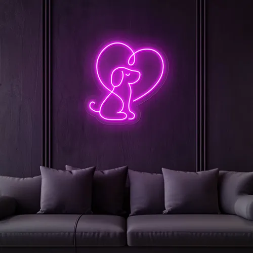 Scribble Dog Heart Neon Sign - Custom Shot Glass Now