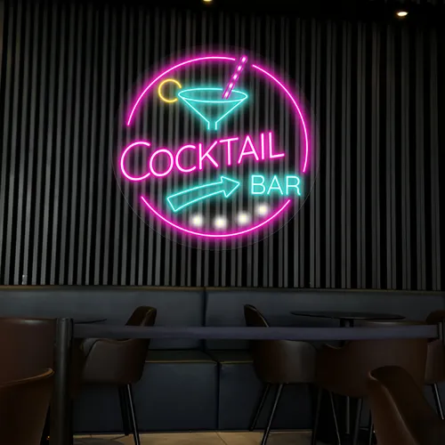 Radiant Cocktail Bar Neon Sign - Custom Shot Glass Now