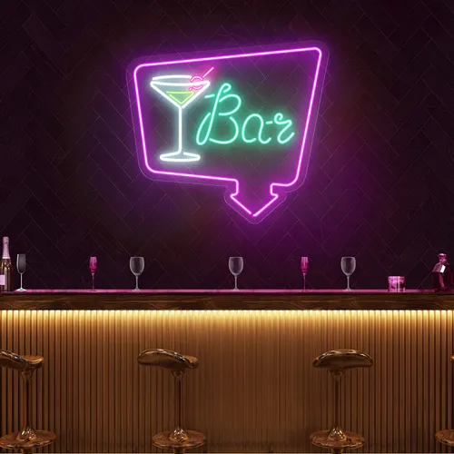 Chic Martini Bar Neon Sign - Custom Shot Glass Now