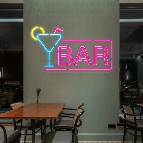 Vibrant Martini Neon Bar Sign - Custom Shot Glass Now