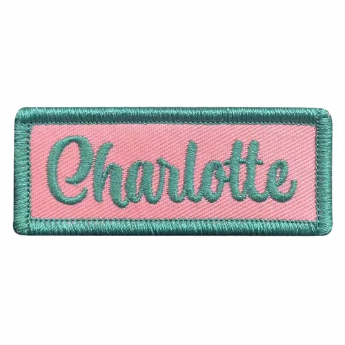 Teal and Pink Charlotte Name Patch - Custom Shot Glass Now