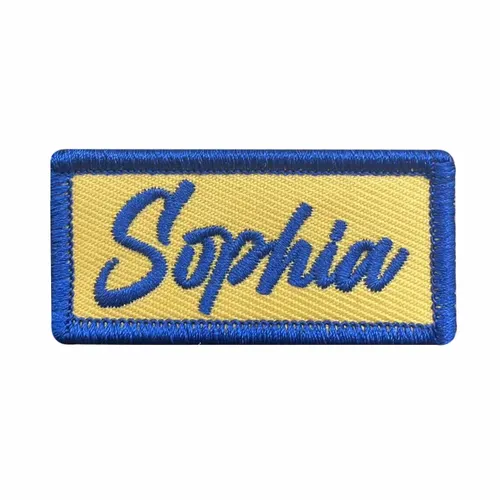 Blue and Cream Sophia Name Patch - Custom Shot Glass Now