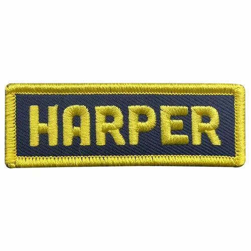 Yellow and Navy Harper Name Patch - Custom Shot Glass Now