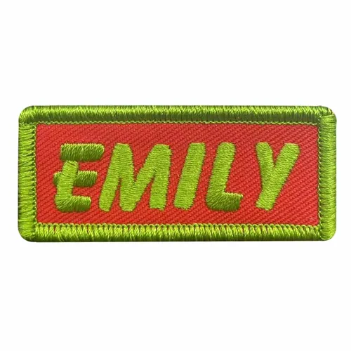 Lime Green and Red Emily Name Patch - Custom Shot Glass Now