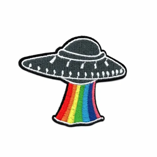 Rainbow and Black UFO Patch - Custom Shot Glass Now