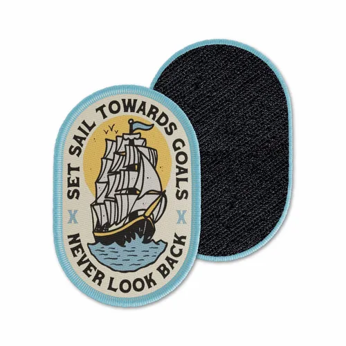 Oval Set Sail Never Look Back Velcro Patch - Custom Shot Glass Now