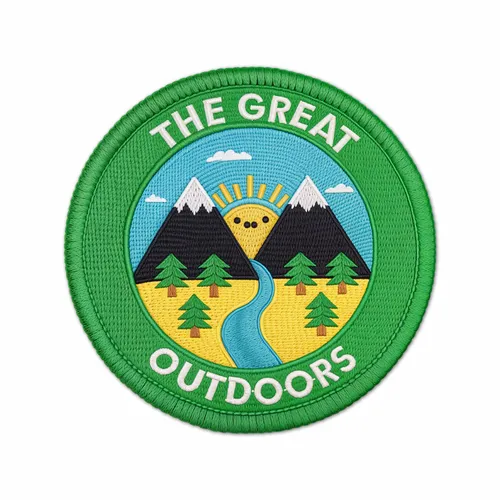 Round The Great Outdoors Iron On Patch - Custom Shot Glass Now