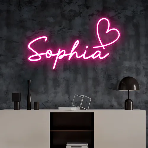Sophia with Heart Neon Sign - Custom Shot Glass Now