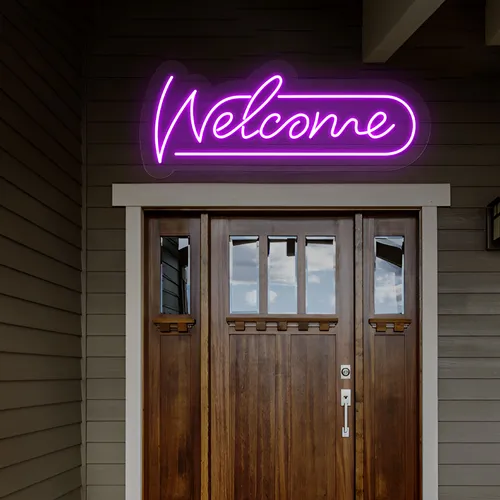 Stylish Welcome Neon Sign - Custom Shot Glass Now