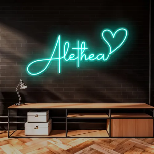 Alethea with Heart Neon Sign - Custom Shot Glass Now
