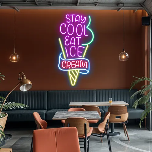 Stay Cool n Eat Ice Cream Neon Sign - Custom Shot Glass Now
