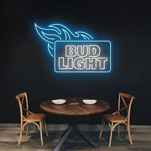 Fiery Bud Light Neon Sign - Custom Shot Glass Now