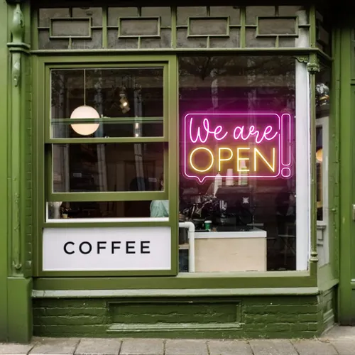 Striking Open Neon Sign - Custom Shot Glass Now