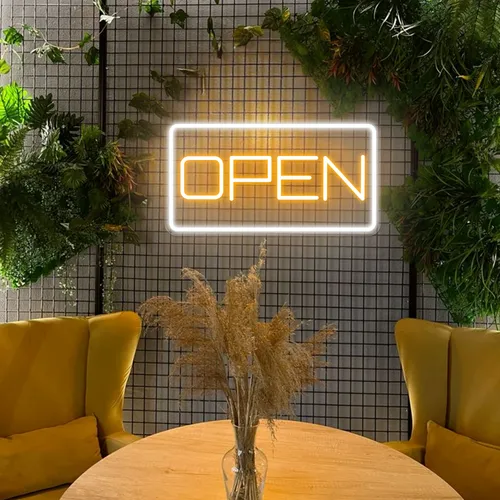 Inviting Open Neon Sign - Custom Shot Glass Now
