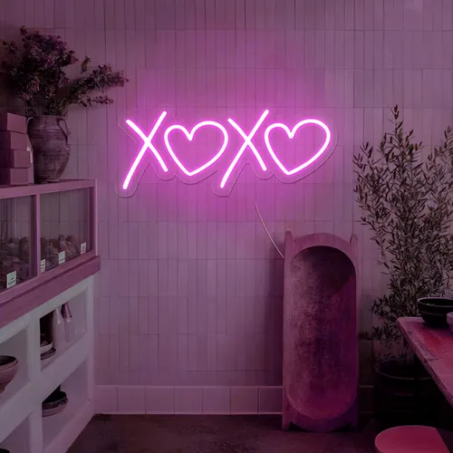 XOXO Heart Pink Neon Sign - Custom Shot Glass Now