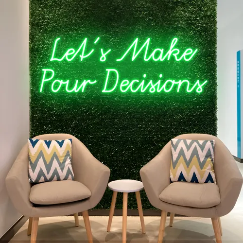 Stylish "Let's Make Pour Decisions" Neon Sign - Custom Shot Glass Now