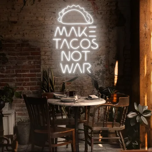 Tasty "Make Tacos Not War" Neon Sign - Custom Shot Glass Now