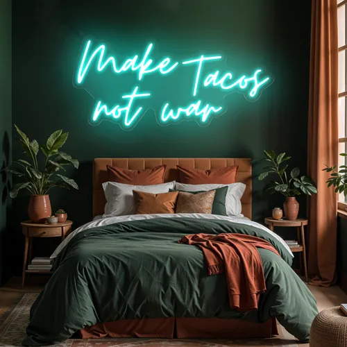 Sizzling "Make Tacos Not War" Neon Sign - Custom Shot Glass Now