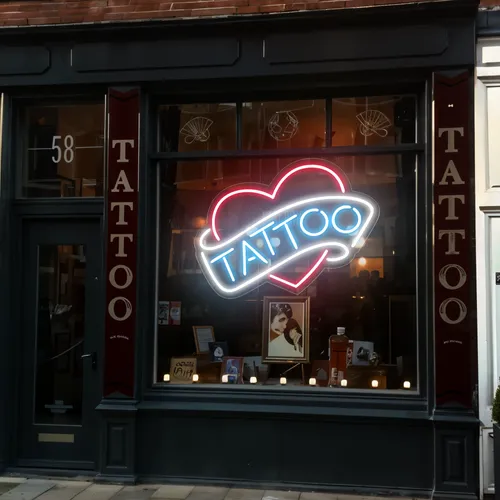 Tattoo Heart Window Neon Sign - Custom Shot Glass Now
