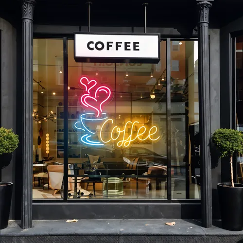 Coffee Love Window Neon Sign - Custom Shot Glass Now